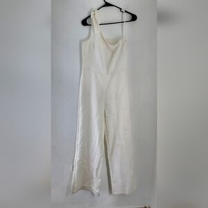 White One Shoulder Custom Made Wide Leg Jumpsuit  Boho Classic